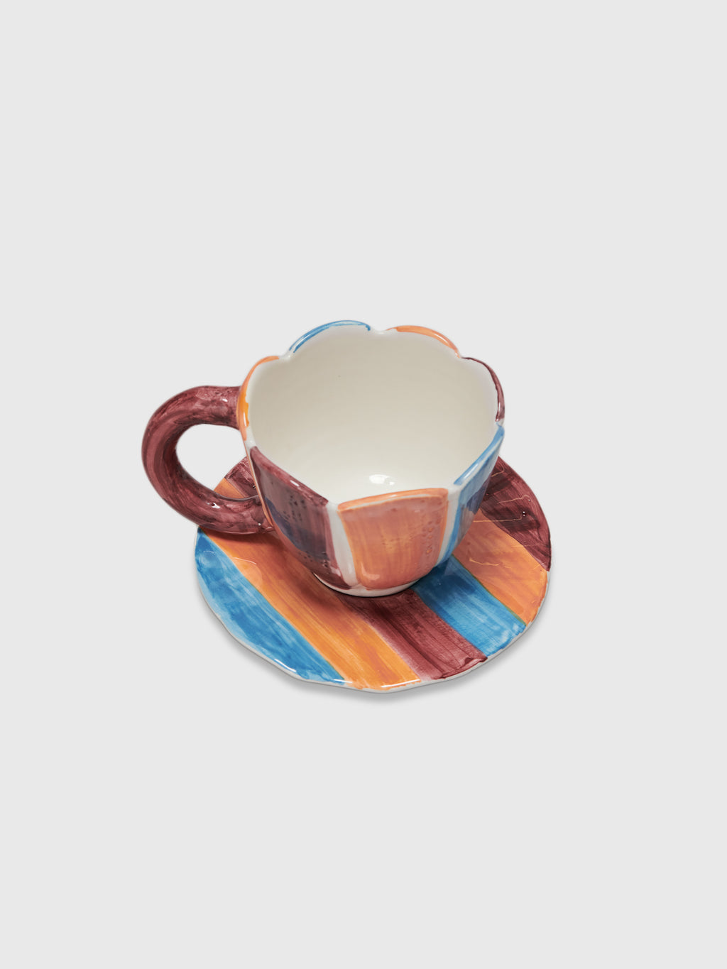 Multicolor cup for kids with saucer